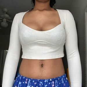 White H&M cropped long sleeve